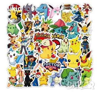 50 бр Покемон Pikachu Pokemon Пикачу самозалепващи лепенки стикери за украса декор картонена торта , снимка 9 - Други - 28652672