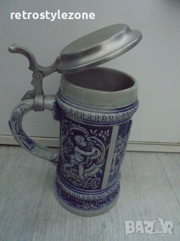 № 8185 стара порцеланова халба - GERZ  - с метален капак  , снимка 5 - Други ценни предмети - 51369359