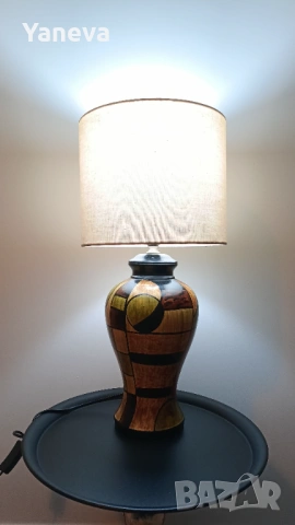 Vintage, немска, настолна лампа, ръчно изработени и оцветена. , снимка 8 - Настолни лампи - 53224515