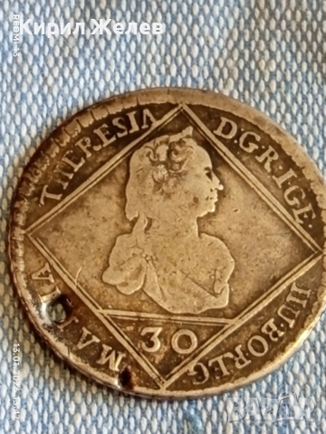 Сребърна монета 30 кройцера 1748г. Мария Терезия Нагибаня Унгария 52977, снимка 5 - Нумизматика и бонистика - 53084769