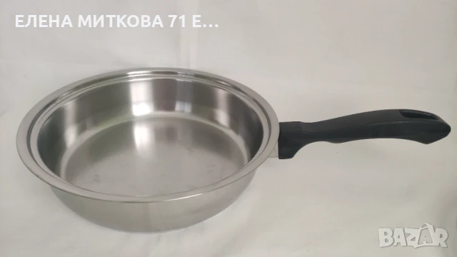 Среден масивен дълбок тиган от неръждаема стомана с двойно дъно, снимка 5 - Съдове за готвене - 51397387