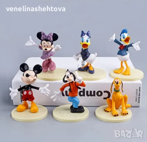 6 броя Мики Мини маус Mickey Minnie Пластмасови фигурки на стойка за декорация на торта игра