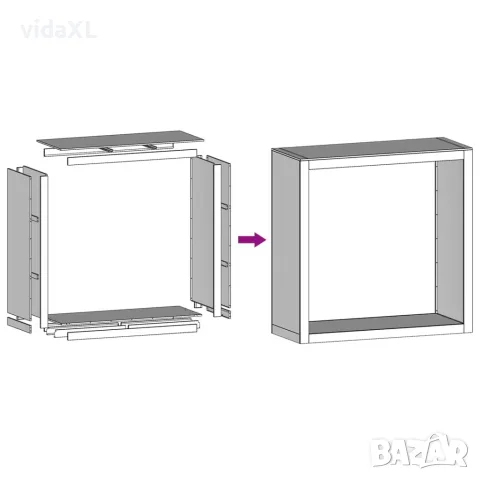 vidaXL Стойка за дърва, черна, 100x40x100 см, стомана, снимка 8 - Дърва за огрев - 56148204