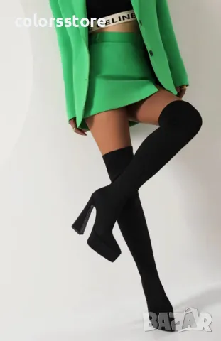 Чизми на ток - черен велур - YSV2, снимка 2 - Дамски ботуши - 47872262