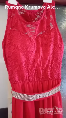 Дантелена червена рокля , снимка 2 - Рокли - 49371847