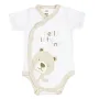 Бебешко боди Памучно с къс ръкав бяло бежово плюшено мече Hello Little One S_1233502, снимка 1