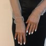 Дълги бежови ръкави от мек тюл елегантни ръкавици 8523-R, снимка 1 - Ръкавици - 44303470