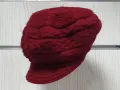 Нова зимна дамска шапка с козирка Ангора в червен цвят, снимка 4