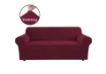 Калъф за 3-местен диван, полиестер + спандекс, бордо, снимка 1