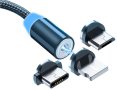 Магнитен кабел Micro USB Type C или А за зареждане на телефони, снимка 1 - USB кабели - 41972318