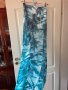 Ефирна дълга тюркоазена  елегантна ежедневна рокля тропик палми тропически принт , снимка 6