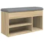 vidaXL Пейка за обувки, сонома дъб, 82x32x45,5 см, инженерно дърво, снимка 1