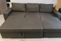 Разтегателен ъглов диван с лежанка, тъмно кафяв, снимка 3