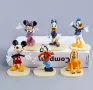 6 броя Мики Мини маус Mickey Minnie Пластмасови фигурки на стойка за декорация на торта игра, снимка 1