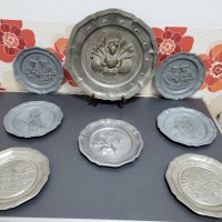 Немски чинии за стена цинк/калай , снимка 1 - Антикварни и старинни предмети - 39412178