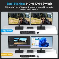 Нов Двоен Монитор KVM Switch 4K, USB 3.0, Бързо Превключване, снимка 3 - Друга електроника - 44207480