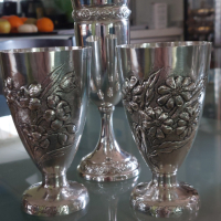 Сребърни 800 проба чаши-сребро, за вино, вода, или шампанско-вместимост 180- 250 мл., снимка 7 - Чаши - 44693999