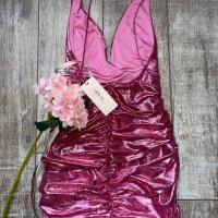 Wow нова клубна парти коктейлна официална рокля с етикета House металически лилаво розов отблясък , снимка 10 - Рокли - 38655326