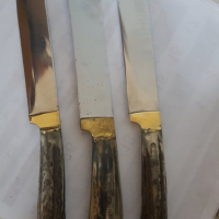 Красив стоманен нож с рог и месинг, снимка 6 - Антикварни и старинни предмети - 36198521