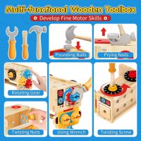Lehoo Castle Дървени детски комплект инструменти - 29 бр дървени Монтесори играчки за малки деца, снимка 6 - Образователни игри - 44497339