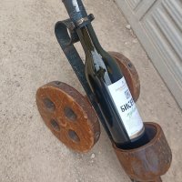 Стара, арт, винтидж, ретро Стойка за вино, за бутилки от дърво и метал , снимка 2 - Други стоки за дома - 41413225