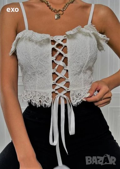 Бяло бюстие, Секси бюстие, Бял къс топ, снимка 1