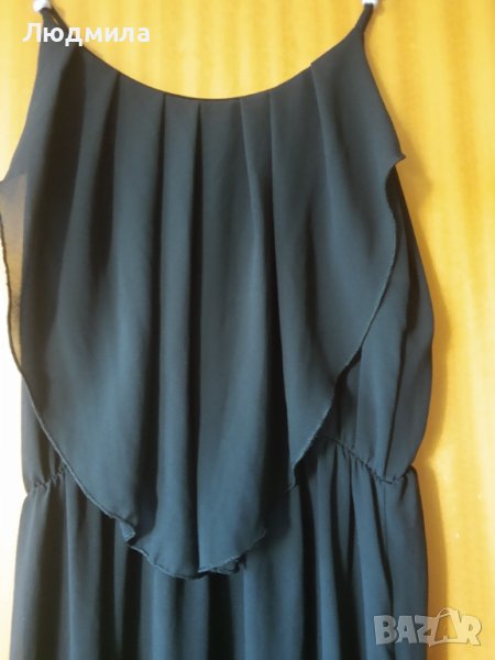 Рокля,дълга,нова,черна,коприна, снимка 1