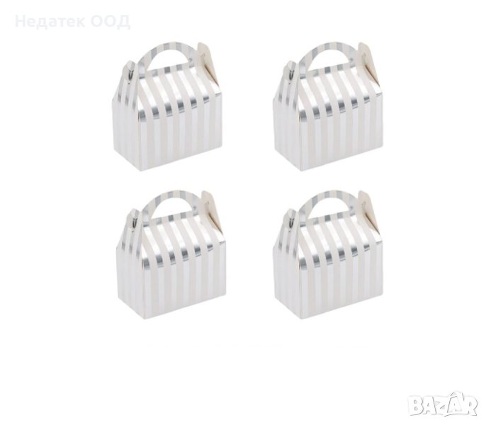 Картонени кутии за сладки, сребърни, 16.3x9.3x19.5cm, 4 бр., снимка 1