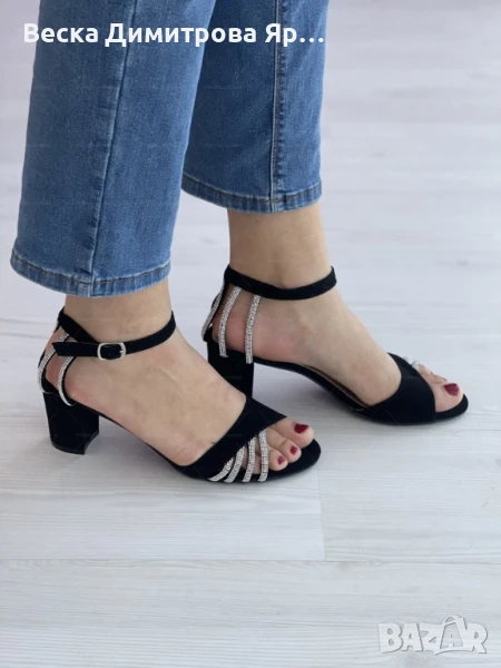 Официални дамски сандали с бляскави детайли за въздействащ външен вид, снимка 1