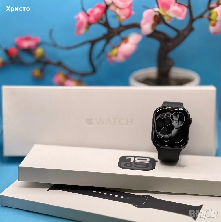 ГАРАНЦИОНЕН!!!   Apple Watch 10, GPS, Cellular, Jet Black Aluminum Case 46 мм, Black Sport Band , снимка 1