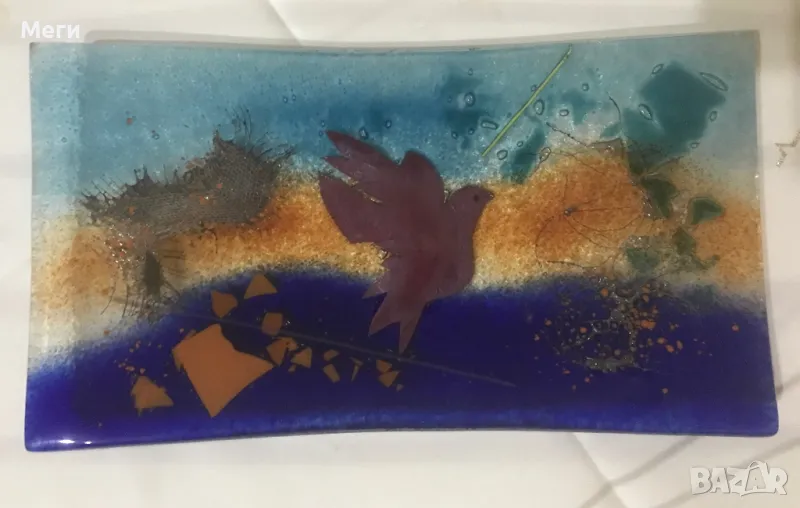 Красиво Плато от Цветно Стъкло, снимка 1
