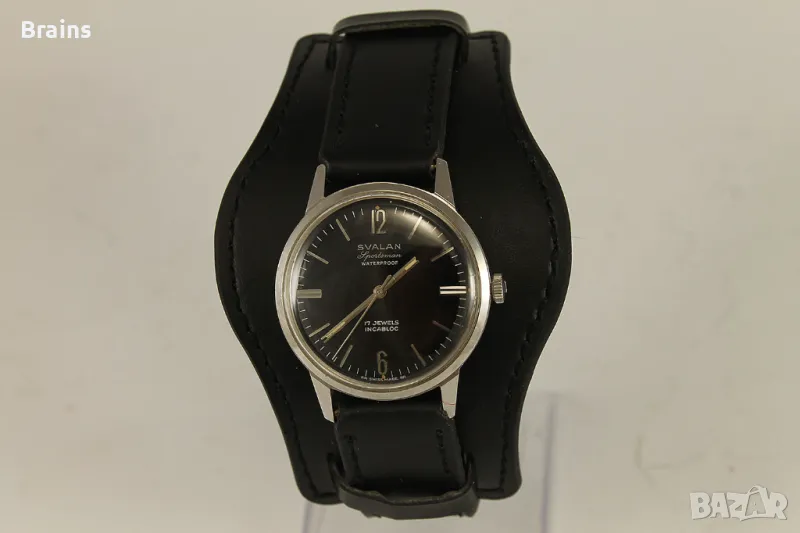 1950's SVALAN SPORTSMAN Швейцарски Стоманен Военен Часовник, снимка 1