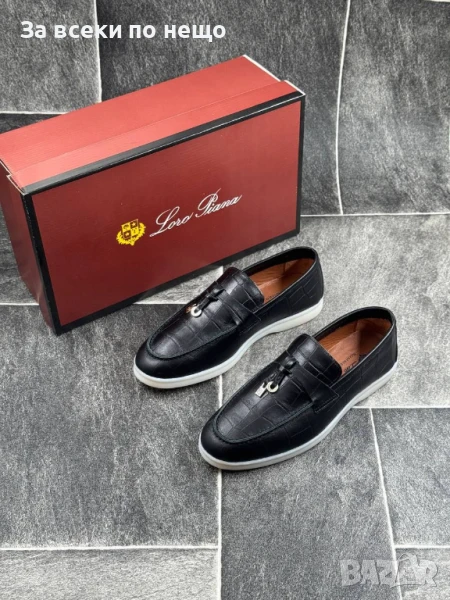 Loro Piana Дамски Черни Обувки С Бяла Подметка Естествена кожа Код E713, снимка 1