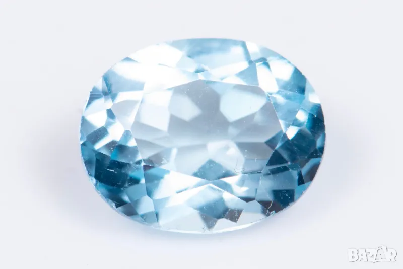 Син топаз 3.14ct 10x8mm овална шлифовка №2, снимка 1