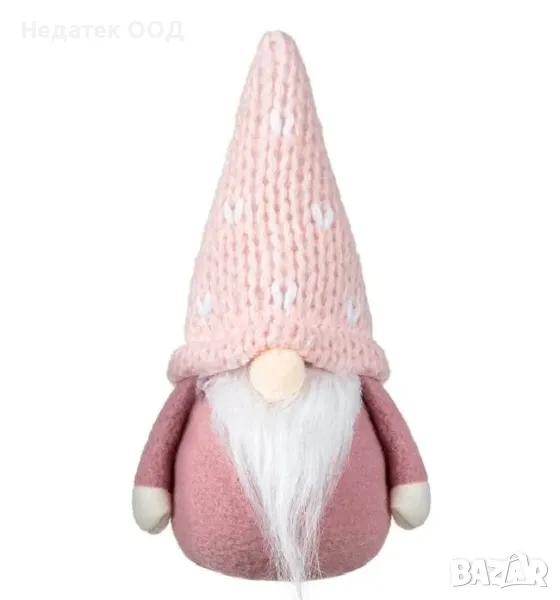 Коледна декоративна фигура Гном, Розов, 17 см, снимка 1