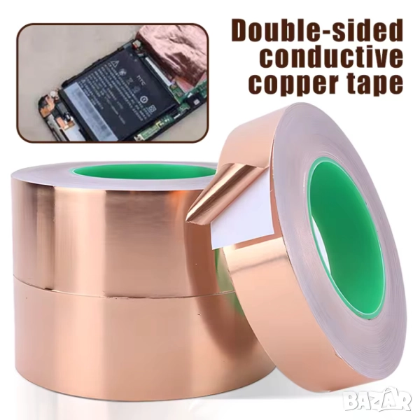 Медна фолиева лента с двустранно проводимо лепило EMI, снимка 1