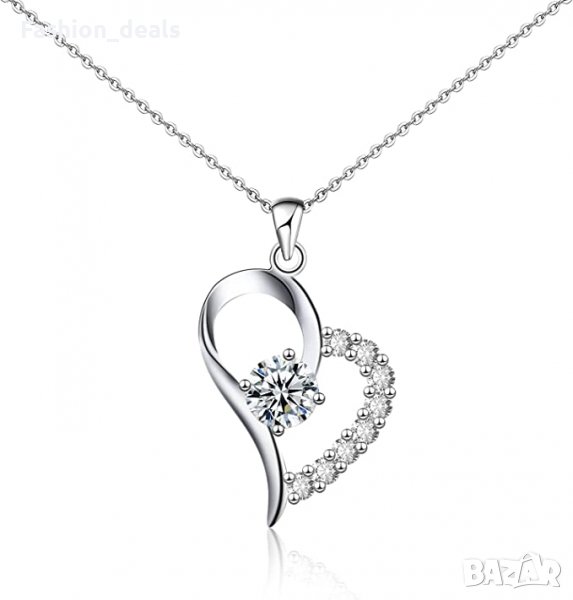 Нова нежна Дамска огърлица с кристали Сърце Циркон Колие Подарък жена, снимка 1