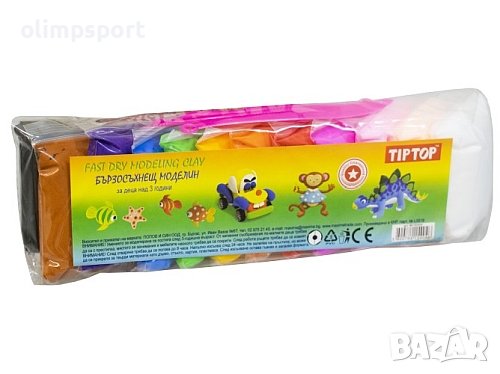 Моделин (лек пластилин) TIPTOP, 12 цвята. Супер лек пластилин. Ярки и живи цветове. , снимка 1