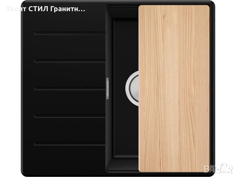 Черна кухненска гранитна мивка Копенхаген 40 Top 550 x 500 мм, снимка 1