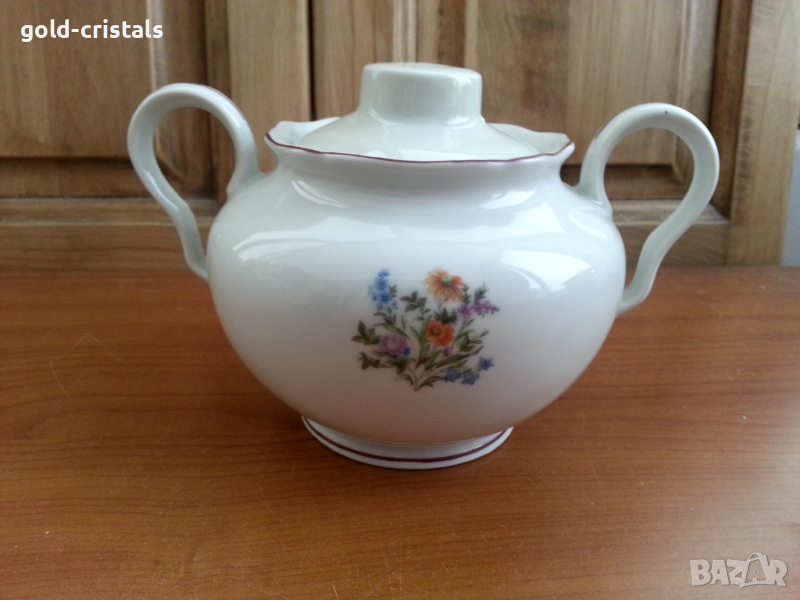 Стар български порцелан захарница, снимка 1