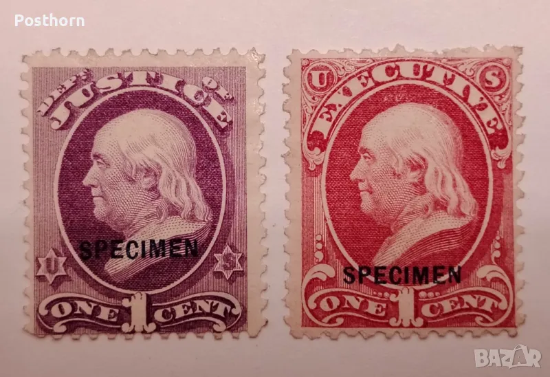 САЩ Бенджамин Франклин 1 цент Спесимен Образец пощенски марки Редки, снимка 1