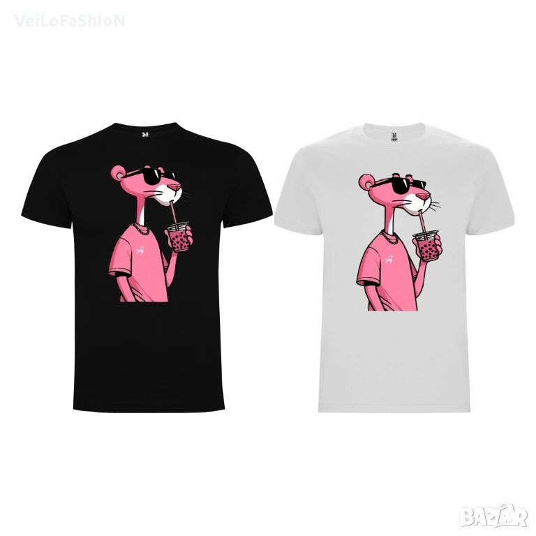 Нова мъжка тениска с героя Пинко Розовата Пантера в черен или бял цвят, снимка 1