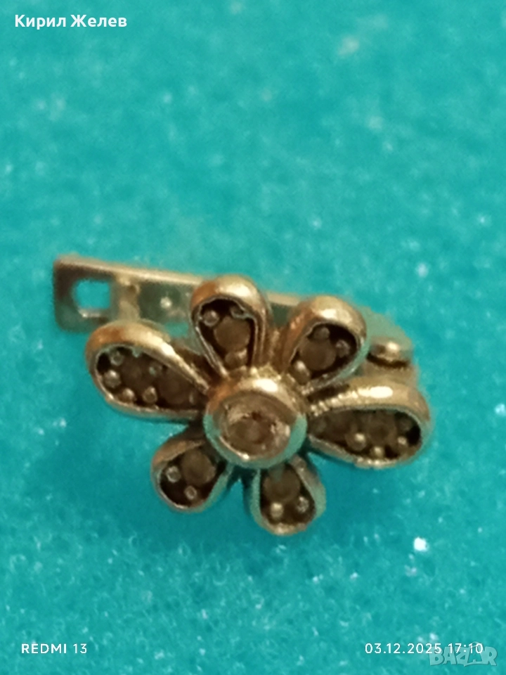 Прелестна нежна сребърна флорална обеца с миниатюрни цирконий 38482, снимка 1