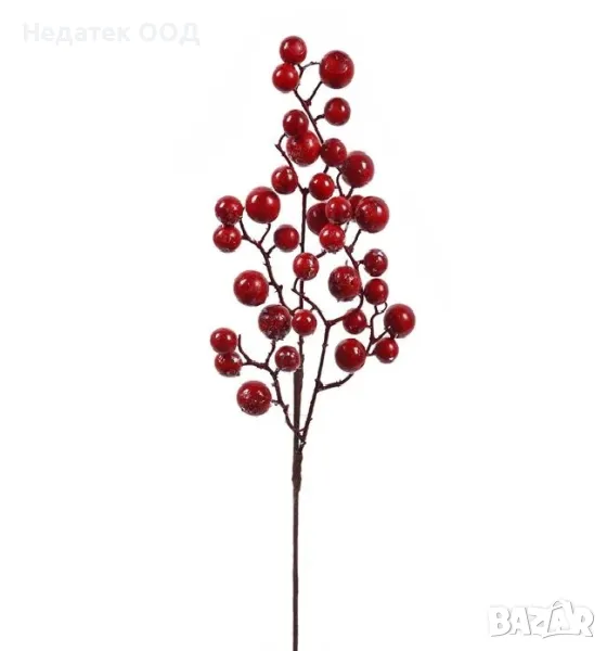 Коледна декоративна украса, Клонка, Червен, 62cm, снимка 1