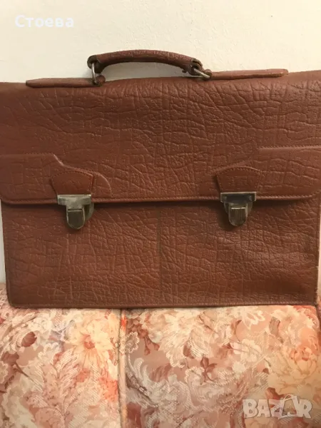 ретро кожена мъжка чанта, снимка 1