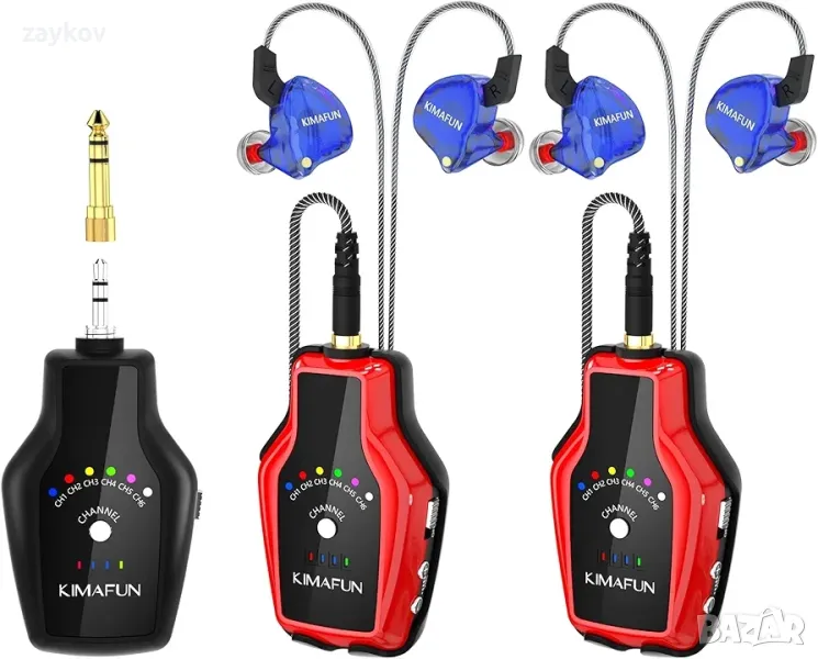 KIMAFUN Безжична система за слушалки за поставяне в ушите за сценично изпълнение, китарен усилвател, снимка 1