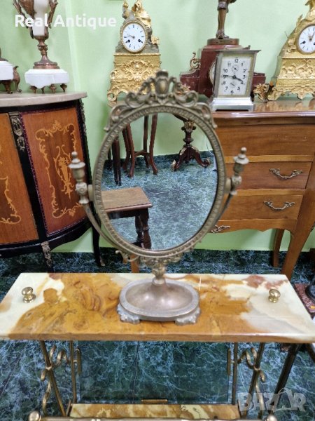 Чудесно много красиво антикварно английско бронзово огледало , снимка 1