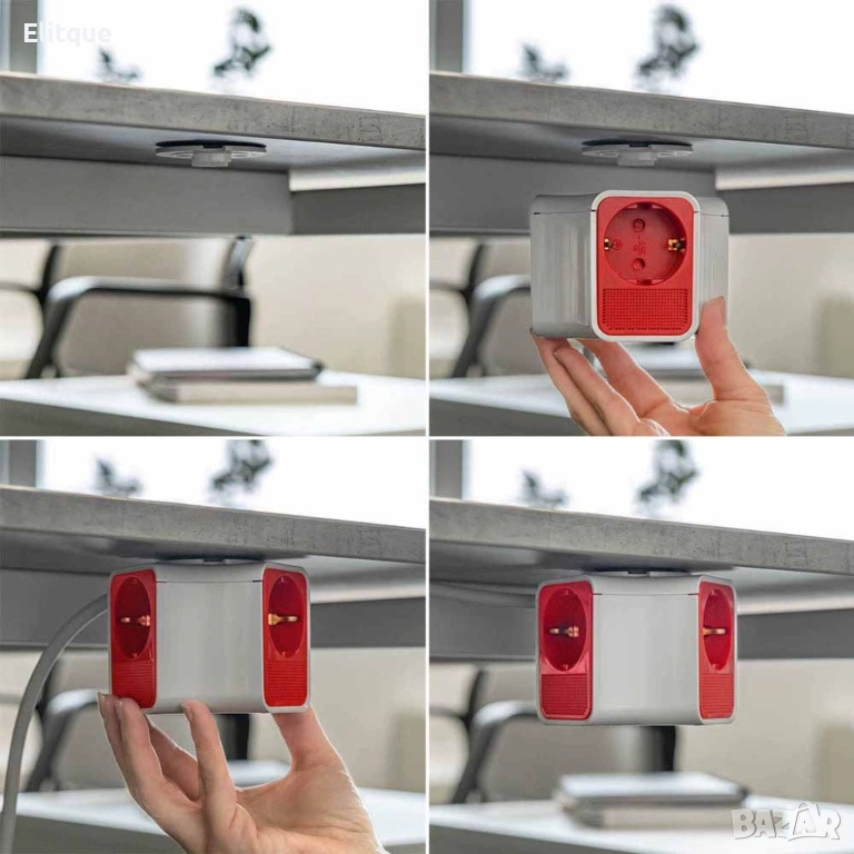 Разклонител Muhler с ключ, 3 гнезда, +2X USB порта тип А+C, снимка 1