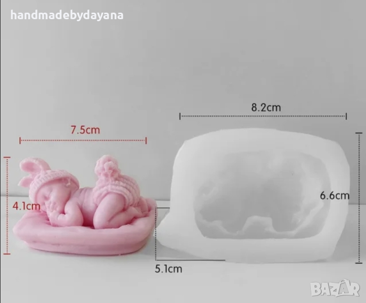 силиконов молд спящо бебе върху възглавничка , снимка 1