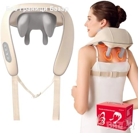 Нов безжизен Електрически масажор за врат 6D шиацу с нагряваща функция, снимка 1